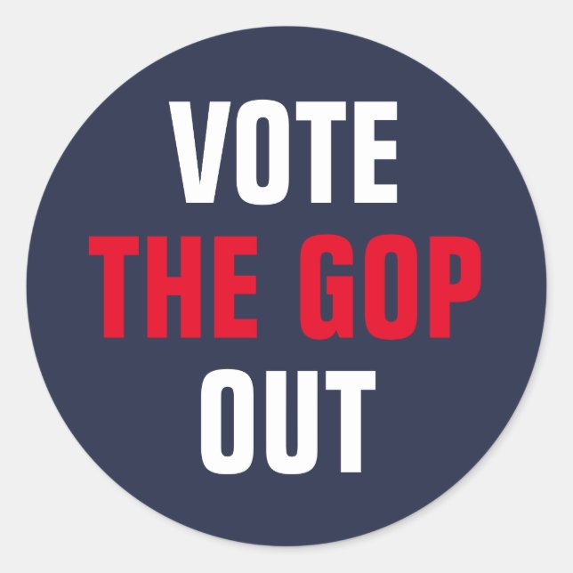 Sticker Rond Votez le GOP Out Rouge Blanc Bleu (Devant)