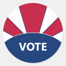 Sticker Rond Votez Red White and Blue Sunburst