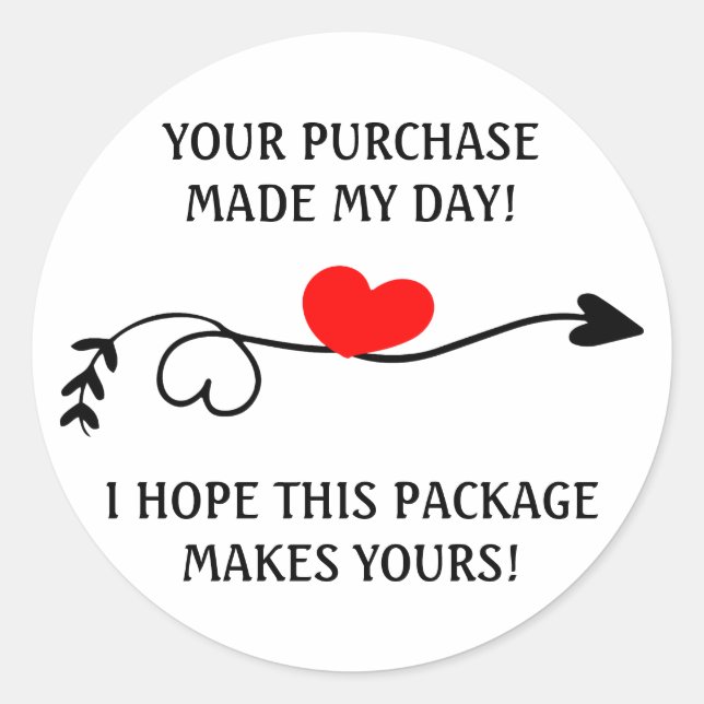 Sticker Rond Votre achat a fait mon jour (Devant)