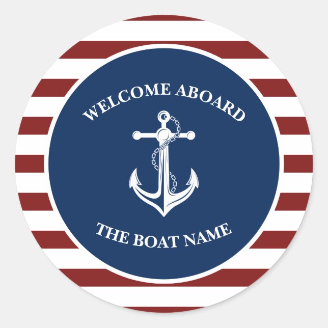 Sticker Rond Votre Ancre de nom de bateau (Devant)