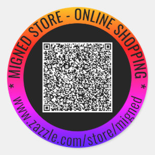 Sticker Rond Votre cadeau de code QR et d'autocollant de texte 