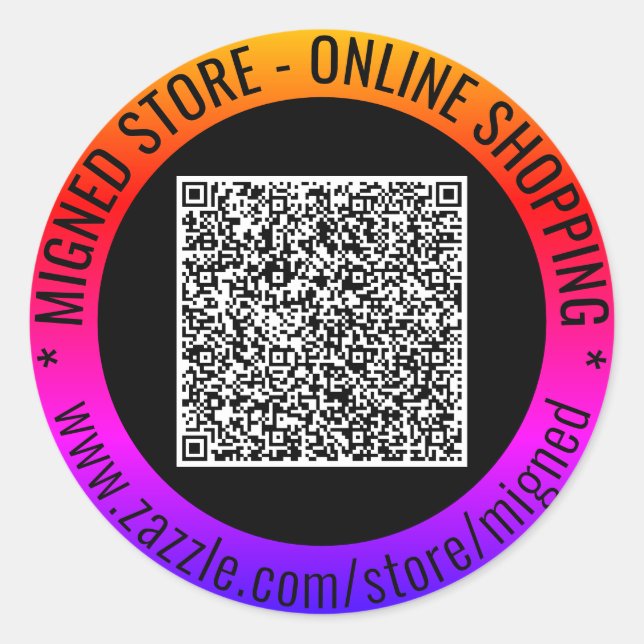 Sticker Rond Votre cadeau de code QR et d'autocollant de texte  (Devant)
