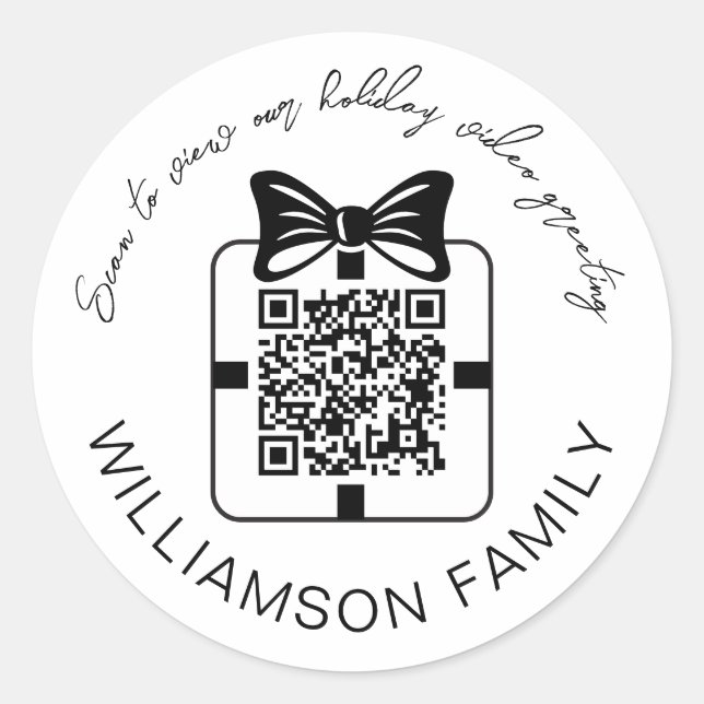 Sticker Rond Votre Code QR Famille Message Vidéo de vacances (Devant)