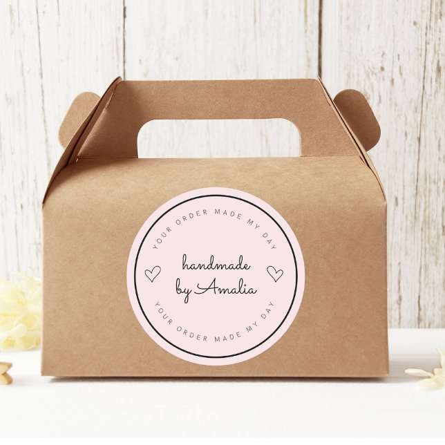 Sticker Rond "Votre Commande Fait Mon Jour | Fait à la main ave (Créateur téléchargé)