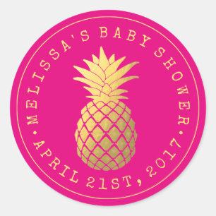 Sticker Rond Votre douche Élégante ananas en or