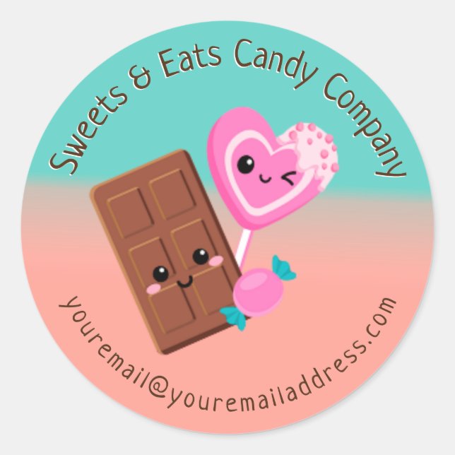 Sticker Rond Votre entreprise de bonbons et de chocolat (Devant)