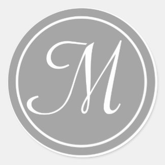 Sticker Rond Votre Lettre, Monogramme M, Gris initial