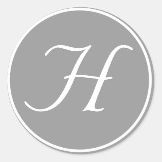 Sticker Rond Votre lettre, monogramme personnalisé H gris initi