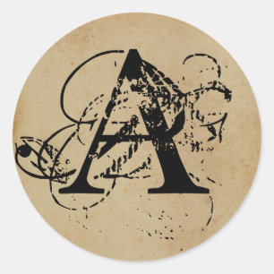 Sticker Rond Votre Lettre. Monogramme personnalisé. sensation v