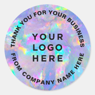 Sticker Rond Votre logo arc-en-ciel Merci pierre holographique