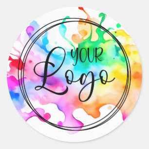 Sticker Rond Votre logo d'entreprise Aquarelle Peinture à rayur