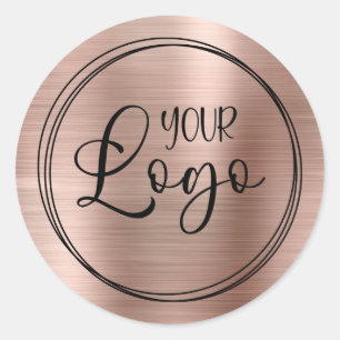 Sticker Rond Votre logo d'entreprise ici Métallic Rose Gold