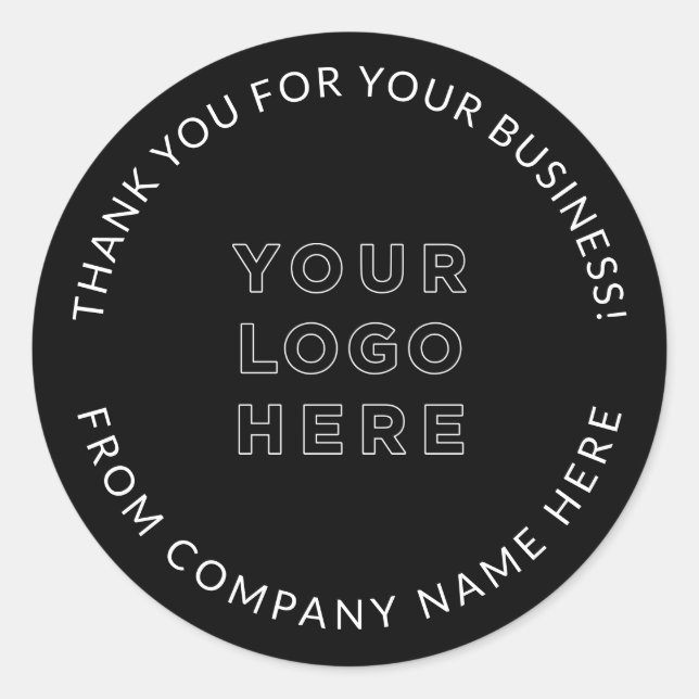 Sticker Rond Votre logo d'entreprise Merci noir personnalisé (Devant)