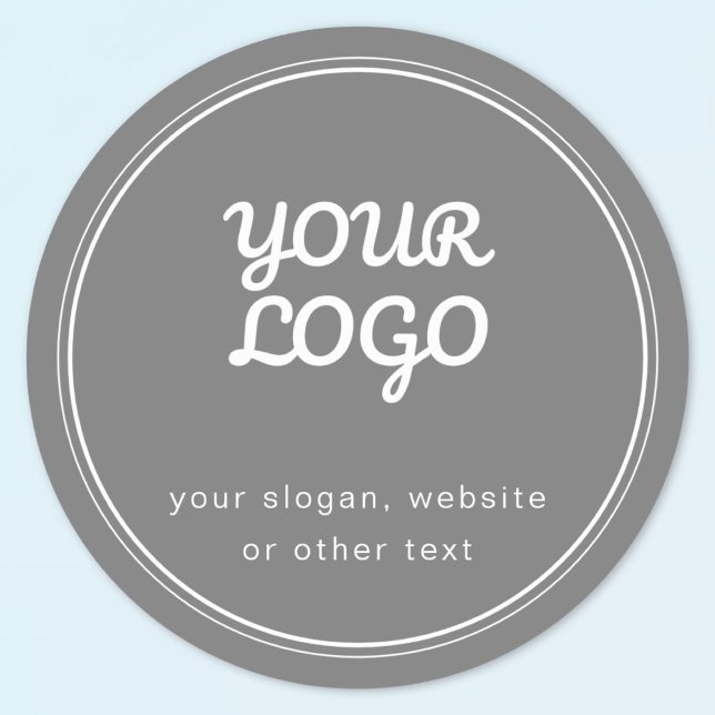 Sticker Rond Votre logo élégant modifiable gris et blanc (Créateur téléchargé)