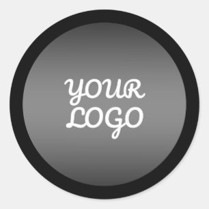 Sticker Rond Votre logo et la bordure noire moderne gris foncé 