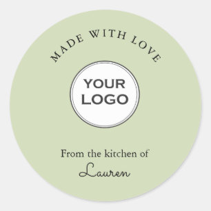 Sticker Rond Votre logo 'Fait avec amour' Vert