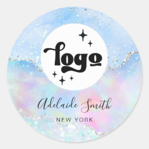 Sticker Rond votre logo fausse parties scintillant