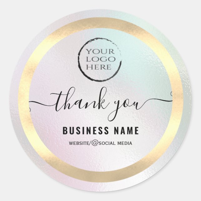 Sticker Rond Votre logo holographique script merci business cl (Devant)