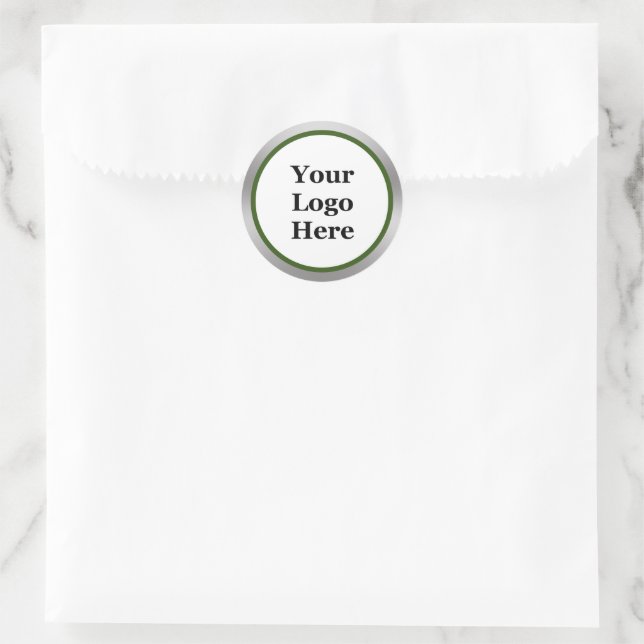 Sticker Rond Votre logo ici Modèle d'argent blanc foncé (Sac)