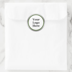 Sticker Rond Votre logo ici Modèle d'argent blanc foncé