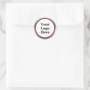 Sticker Rond Votre logo ici Modèle d'argent rouge foncé