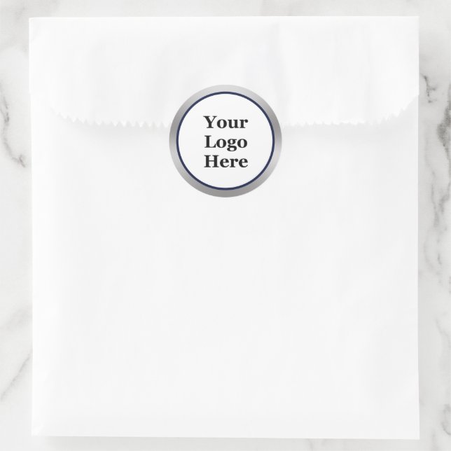 Sticker Rond Votre logo ici Modèle noir et bleu foncé (Sac)
