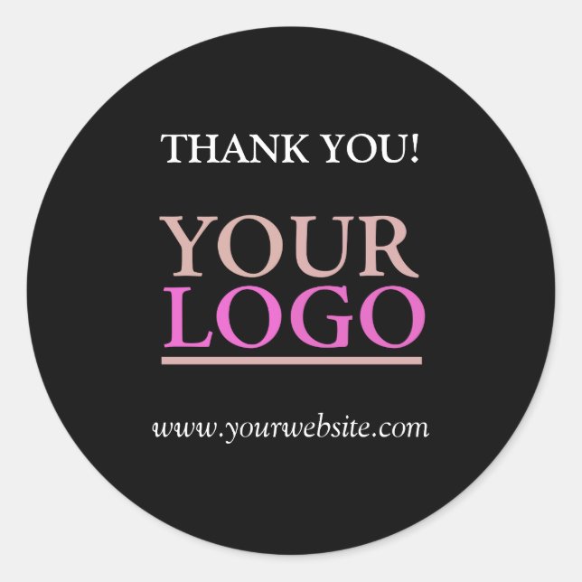 Sticker Rond Votre logo, nom et site Web Promo, Noir (Devant)