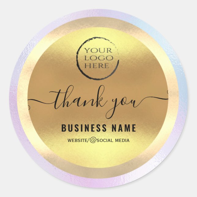 Sticker Rond Votre logo or  script merci entreprise  classique (Devant)