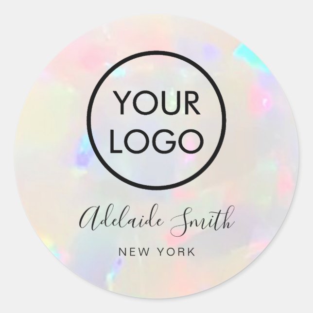 Sticker Rond votre logo sur la texture opale (Devant)