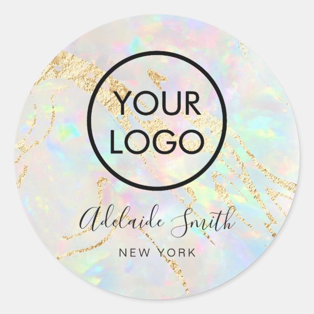 Sticker Rond votre logo sur l'autocollant opal classique rond (Devant)