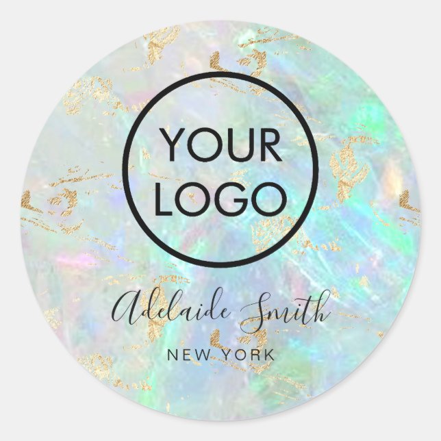 Sticker Rond votre logo sur opal inspiré arrière - plan (Devant)