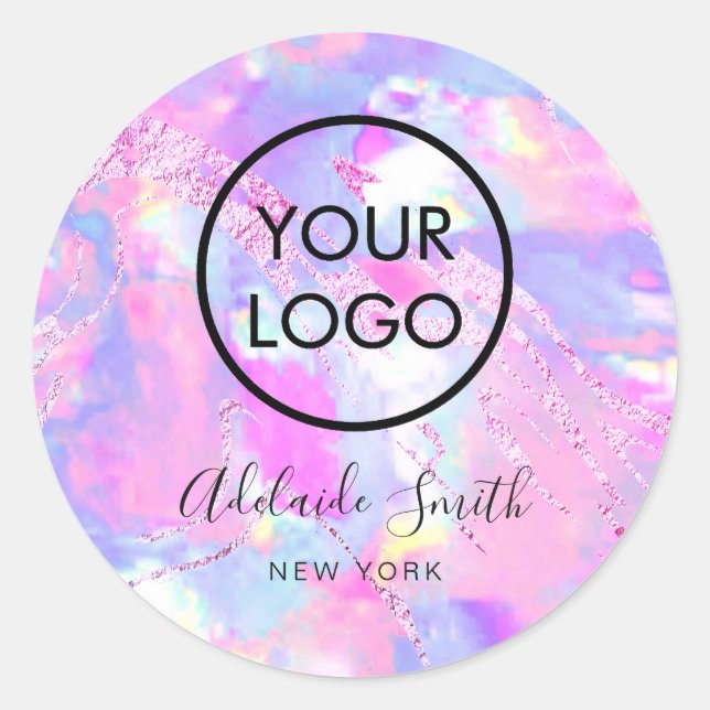 Sticker Rond votre logo sur opus rose violet (Devant)