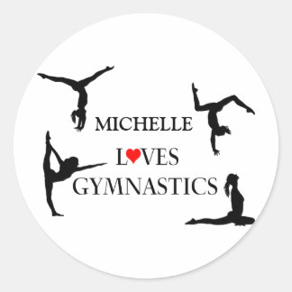 Sticker Rond "VOTRE NOM" Aime La Gymnastique