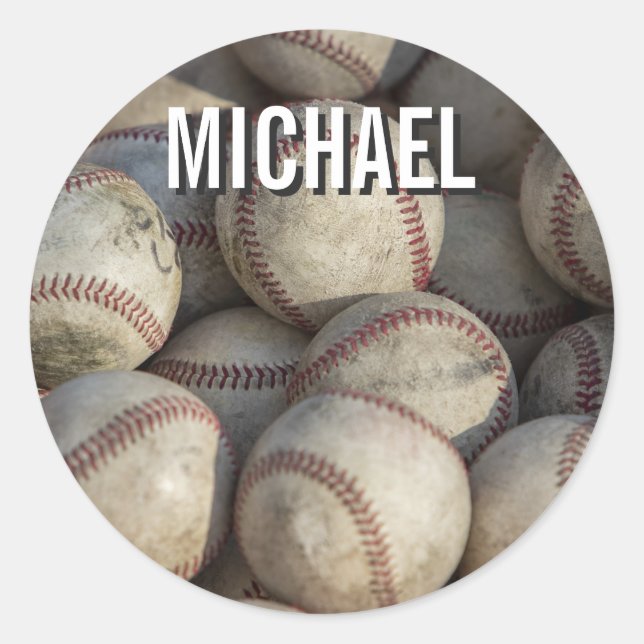 Sticker Rond Votre nom oeuvre de baseball personnalisable (Devant)