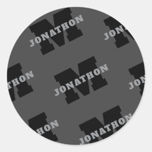 Sticker Rond Votre nom ou nom commercial Masculine moderne Gr