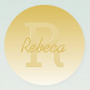 Sticker Rond Votre nom Personnalisable Gold Ombre & Monogram