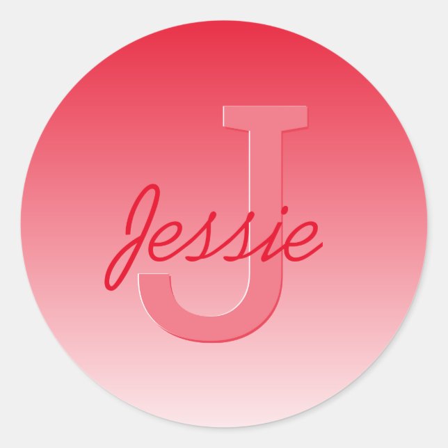 Sticker Rond Votre nom Personnalisable Red Ombre & Monogram (Devant)