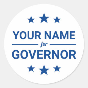 Sticker Rond Votre nom pour Gouverneur Texte personnalisé Étoil