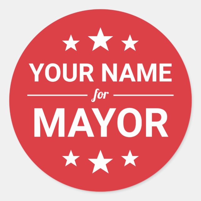 Sticker Rond Votre nom pour Mayor Custom Text & Colours Stars (Devant)