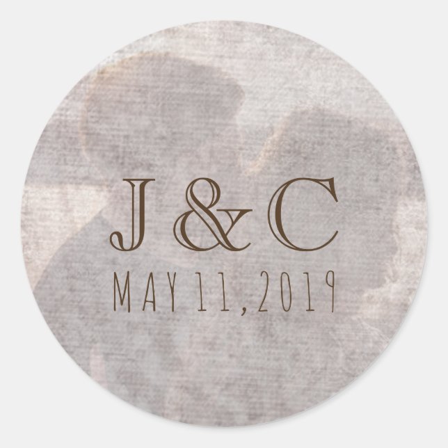 Sticker Rond Votre photo romantique, monographie et date (Devant)