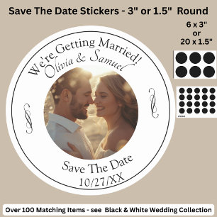 Sticker Rond Votre photo, Sauvegarder la date, Infinity noir et