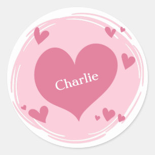 Sticker Rond Votre(s) nom(s) dans un cadre cardiaque autocollan