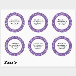 Sticker Rond Votre texte 50ème motif numérique aléatoire Viole