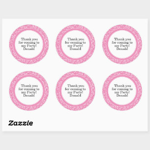 Sticker Rond Votre texte 55e motif numérique aléatoire rose/bl