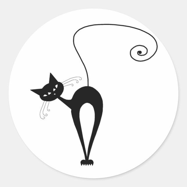 Sticker Rond Votre texte - Black Cat Caractère Pose 8 Poster (Devant)