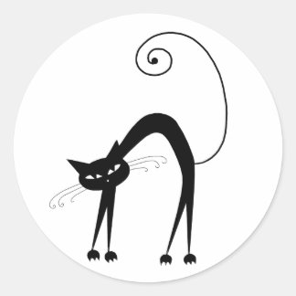Sticker Rond Votre texte - Caractère Chat Noir Pose 2