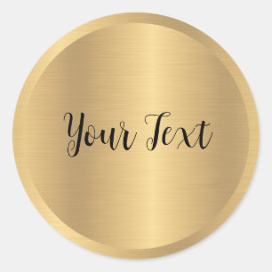 Sticker Rond Votre texte personnalisé Faux Gold Metallic Look M