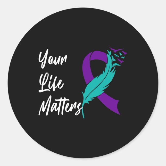 Sticker Rond Votre vie compte Ruban N Sensibilisation au suicid (Devant)