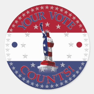 Sticker Rond Votre vote compte Statue de la Liberté
