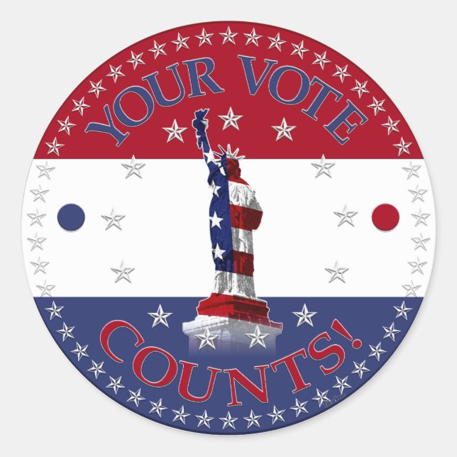 Sticker Rond Votre vote compte Statue de la Liberté (Devant)